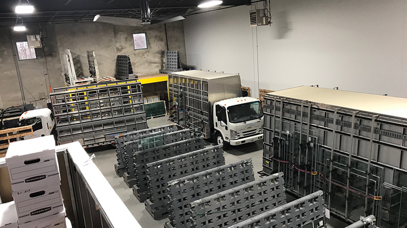 trucks in warehouse